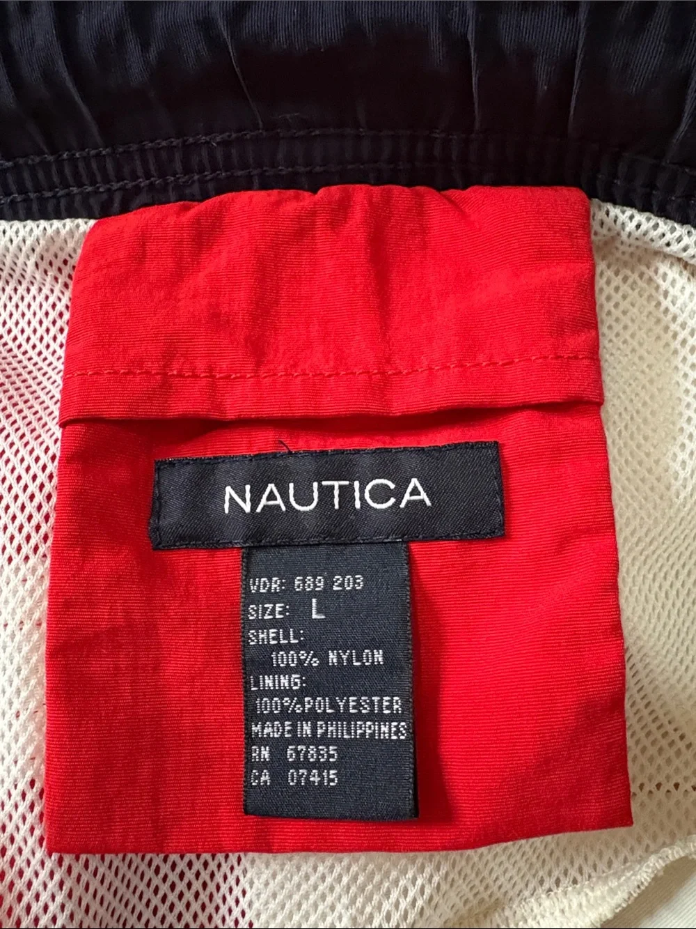 Nautica Red Swim Trunks with White Stripe